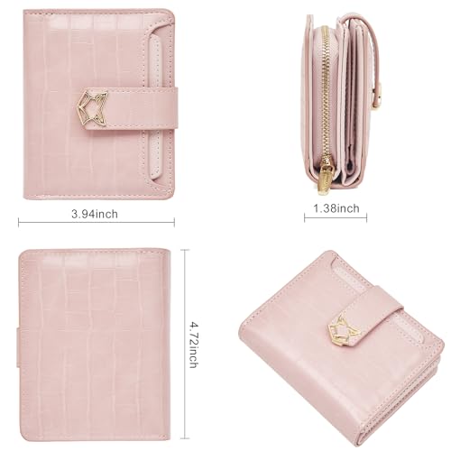 FOXLOVER Small Wallet for Women RFID Blocking Bifold Slim Credit Card Case - color: 03-pink