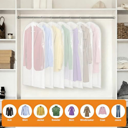 Dntorx 12 Pack Garment Bags, 24 x 40 In Peva Covers, White Edge - color: Matte with White Edge, size: 40in *12