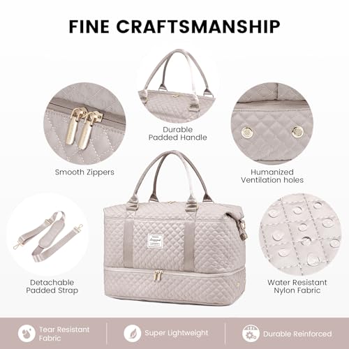 LOVEVOOK Travel Duffle Bag,Weekender Bags for Women with Shoe Compartment - color: Antiquewhite-b, size: Large-2 Pcs
