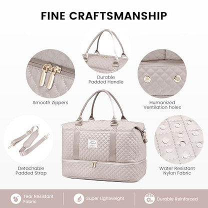 LOVEVOOK Travel Duffle Bag,Weekender Bags for Women with Shoe Compartment - color: Antiquewhite-b, size: Large-2 Pcs