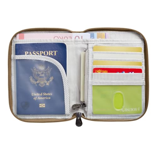 Travelon RFID Blocking Passport Zip Wallet - color: Latte