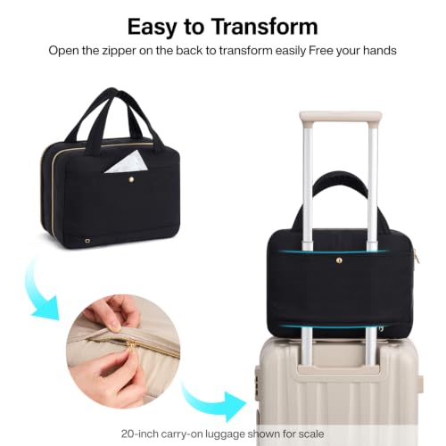 Hanke Hanging Travel Toiletry Bag with Jewelry Organizer, Black - color: Black