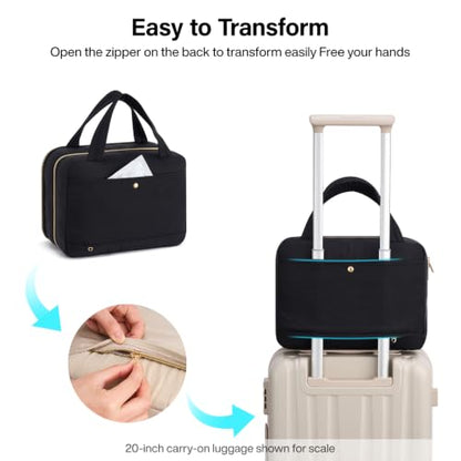 Hanke Hanging Travel Toiletry Bag with Jewelry Organizer, Black - color: Black