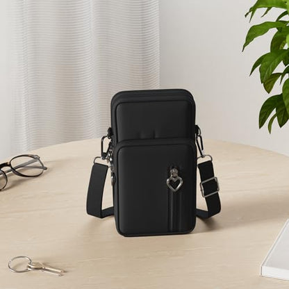VINAIDA Small Crossbody Wallet Phone Bag Women Mini Crossbody Purse Cell Phone Shoulder Bag Mini Wallet Over Shoulder Strap - color: Ebony Black