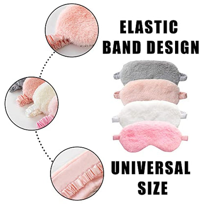 4 Pcs Plush Sleep Masks, Ultra Cute Soft Eye Cover, Blindfold Travel Masks for Kids Men Women(Random Color) - color: Style1