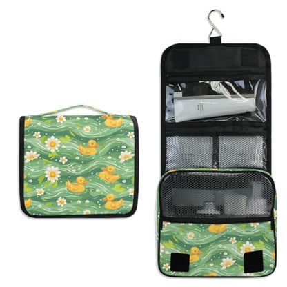 Hanging Travel Toiletry Bag Little Ducks Daisy Flower Kit Makeup Case Cosmetics Organizer for Men Women - color: Little Ducks Daisy Flower