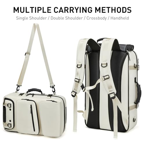 Backpack for Traveling On Airplane,Expandable Carry On Laptop Backpack for Men and Women,Outdoor Travel Bag,Off White - color: New Off White