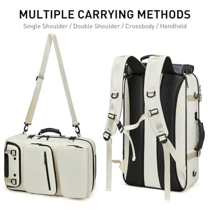 Backpack for Traveling On Airplane,Expandable Carry On Laptop Backpack for Men and Women,Outdoor Travel Bag,Off White - color: New Off White