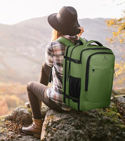 AREYTECO Large Travel Laptop Backpack for Men, 50L Carry On Backpack - color: Green, size: 17.3 Inch (20''x13''x10'')