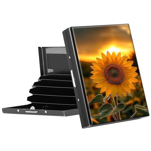 Metal RFID Accordion Card Holder,Sunset Sunflower - color: Sunset Sunflower