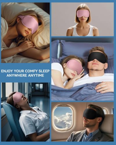 Facemoon Weighted Blackout Eye Mask 2 Pack, 3D Sleep Masks for Women & Men - color: Black-pink