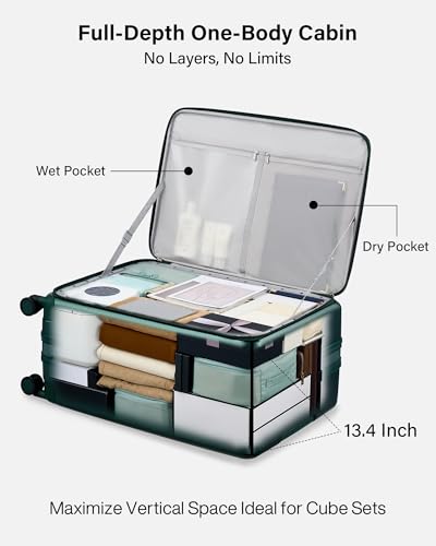 Hanke Expandable Large Checked Luggage, 28 Inch Top Opening Suitcase - color: Blackish Green, size: 28 Inch EXT