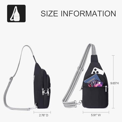 Puffer Sling Bag for Women RFID Anti Theft Crossbody Purse - color: Black