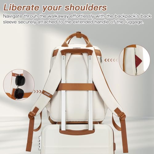 Kono Luggage Set 3 Piece Carry On Hardside Luggage with Spinner Wheels - color: Cream White, size: 20-inch/Bp/Tb