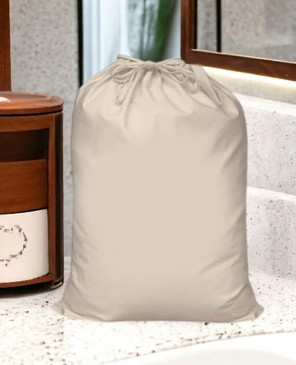 Mayatra's Organic Cotton Laundry Bag Set - Eco-Friendly, 100% Pure Cotton Drawstring Travel Organizer - Large, Foldable & Washable (Pack of 2)