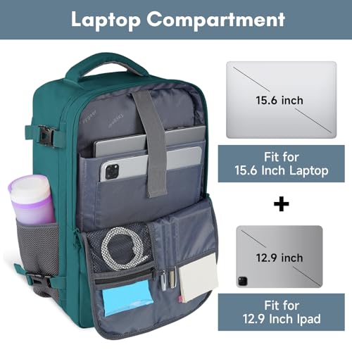 Taygeer Laptop Backpack, Carry On Backpack with 17.3inch Laptop Compartment - color: Peacockblue, size: X-Large