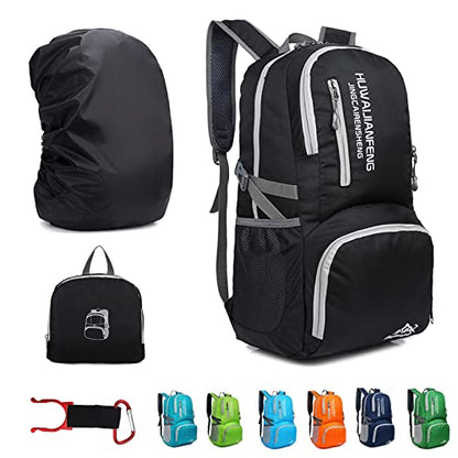 Lywencom 30L Foldable Hiking Backpack Ultralight Waterproof Daypack(Black) - color: Black