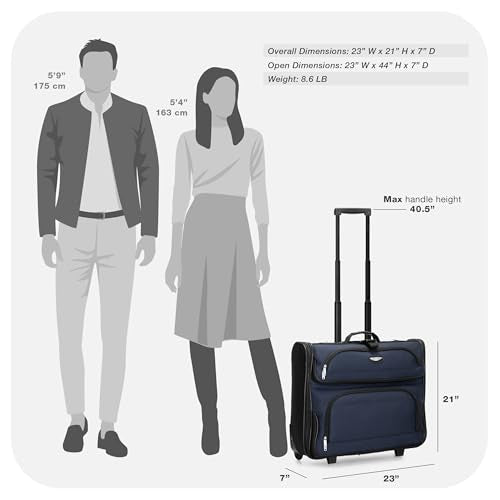 Travel Select Amsterdam Business Rolling Garment Bag, Softside Expandable Rolling 2-Wheeled Suit Carrier, Navy, One Size - color: Navy