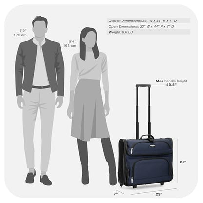 Travel Select Amsterdam Business Rolling Garment Bag, Softside Expandable Rolling 2-Wheeled Suit Carrier, Navy, One Size - color: Navy