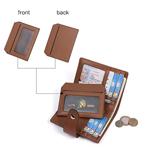 BOSTANTEN Leather Womens Wallet Small RFID Blocking Credit Card Holder - color: 2-brown pebble