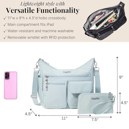 Baggallini Modern Everywhere Crossbody Bag for Women 11x9x4.5 Rfid Hobo Bag - color: Pool