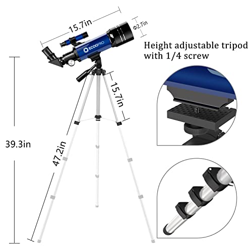 Telescope for Kids & Adults, 70mm Aperture 360mm Refractor (15X-150X)