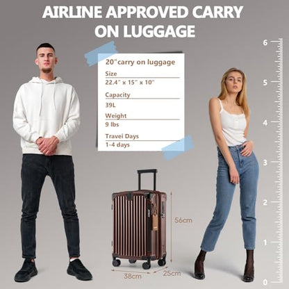Joyway Carry On Luggage, Expandable Suitcase with Smart Cup Holder and USB Port, 20 IN Hardside Checked with TSA Lock Spinner Double Wheels (Coffe, Carry-On 20-Inch) - color: Coffee, size: Carry-On 20-Inch