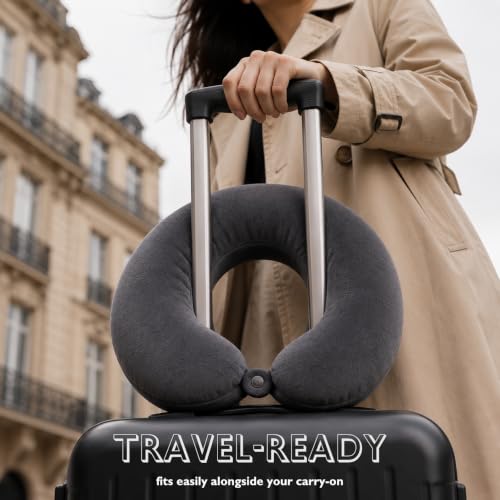Vinahug Travel Neck Pillow, Natural Latex, Soft Velvet Cover