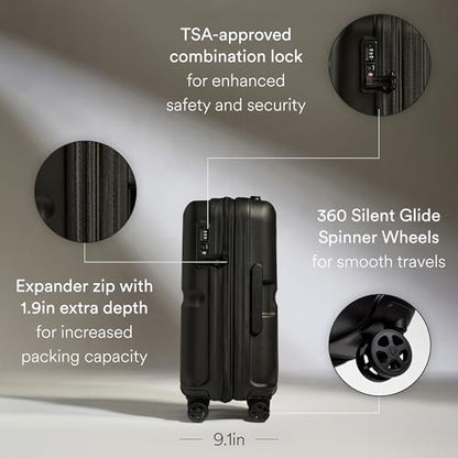 ANTLER Single Stripe Hardside Carry-On Luggage, Black, 22x14x9, 40L - color: Black, size: Carry On