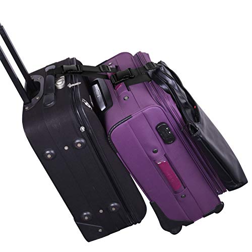 Wisdompro 2 Pcs Add a Bag Luggage Strap, 31" Luggage Connector Straps Black - color: Black, size: 31 inch