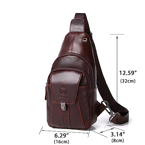 LUKZIJAES Genuine Leather Sling Bag for Men - color: #10-coffee