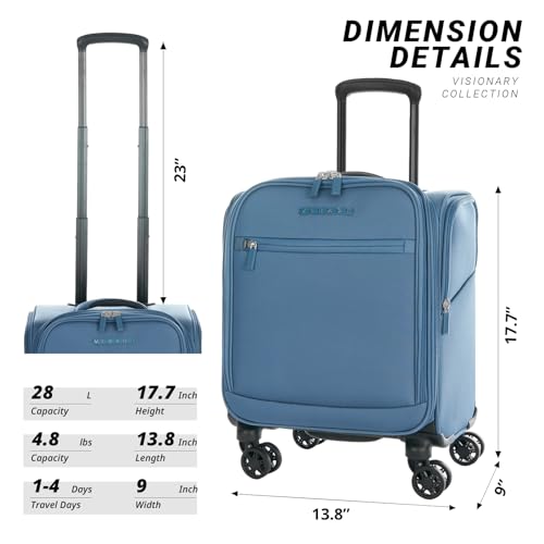 Verage Underseat Carry On Luggage with Wheels,14.5-Inch,Coast Blue - color: Coast Blue, size: 14.5-Inch Plus Underseat