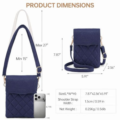 RFID Small Crossbody Bags for Women Cell Phone Purse for Travel - color: Navy Blue