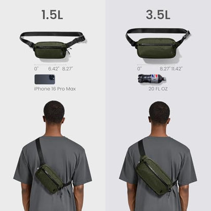 tomtoc 1.5L X-Pac Sling Bag with RFID Blocking Crossbody Pack for Men Women - color: X-Pac Olive, size: 1.5L