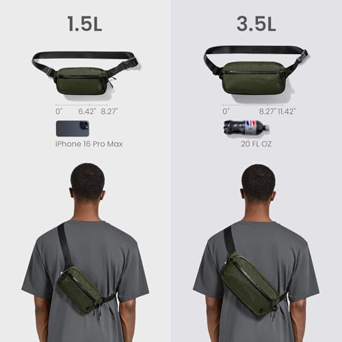 tomtoc 3.5L X-Pac Sling Bag with RFID Blocking Crossbody Pack for Men Women - color: X-Pac Olive, size: 3.5L