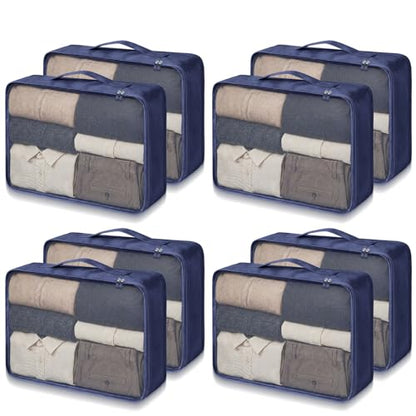 Silkfly 8 Pcs XL Packing Cube for Travel Luggage,Simple,Navy Blue - color: Navy Blue, size: Simple