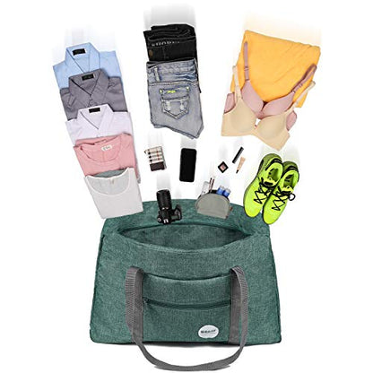 WANDF Personal Item Travel Bag, Carry On Duffle Bag Women - color: Denim Green