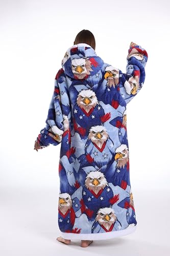 Capecage Long Wearable Blanket Hoodie with Big Pocket,Gift for Women or Men - color: Eagle