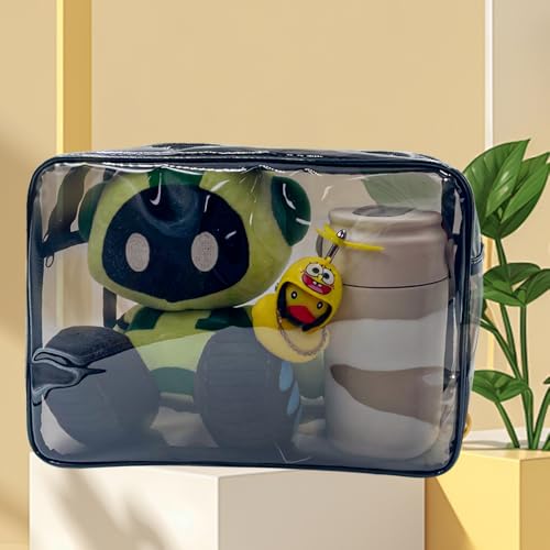 Clear Toiletry Bag, PVC Makeup Bag for Women, Spacious Clear Cosmetic & Toiletry Pouch，Large Transparent Makeup Pouch for Travel (Black) - color: Black