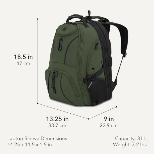 SwissGear Sion Softside Expandable Spinner Luggage Durable Lightweight Travel Suitcase, Evergreen, 2-Piece Set (Carry-On/Backpack) - color: Evergreen, size: 2-Piece Set (Carry-On/Backpack)