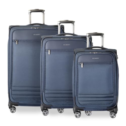 Ricardo Beverly Hills Softside 3 Piece Set: 20 Carry-On, 24 Medium, & 28 Large, Lightweight Expandable Luggage, Spinner Wheels, TSA Lock, Telescopic Pull Handle, Ashbury Series, Navy - color: Navy, size: 3-Piece Set (20, 24, 28)