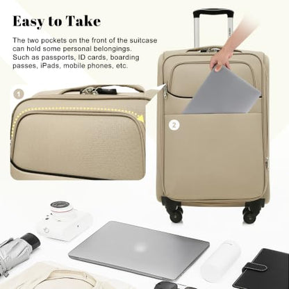 Merax 4-Piece Luggage Set 18/22/26/30,Softside Spinner Suitcase,Khaki - color: Khaki(18/22/26/30)