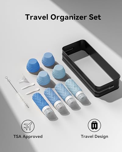 Travel Bottles for Toiletries Silicone Travel Size Containers 3.4oz 1.7oz - color: Ocean Wave
