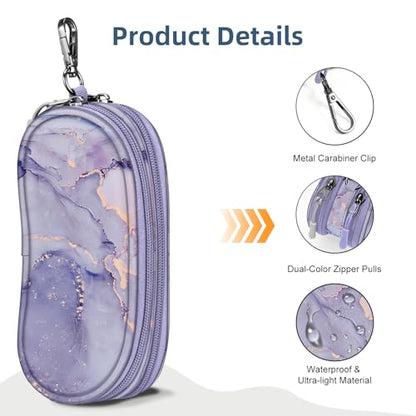 FINTIE Double Sunglasses Case, Soft Portable Eyeglasses Pouch with Clip - color: Lilac Marble