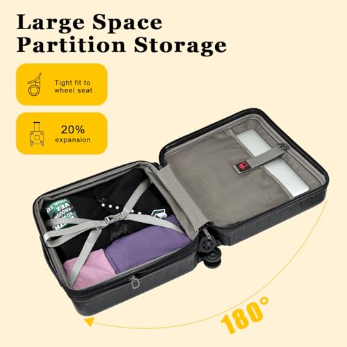 CENSIEN Expandable 16 Inch Carry On Luggage Airline Approved Small Suitcase - color: Black, size: 16 Inch EXT