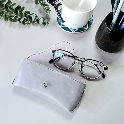LogHog Portable Leather Glasses Case,Flexible Sunglasses Pouch Slim Case for Women Men Horizontal Eyeglass Case - color: Gray