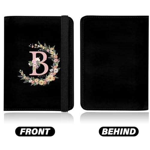 Cute Passport Holder and Holder Combo Passport Cover with RFID Blocking Women Men Compatible Wallet Credit Card Protector (Initial Monogram-B) - color: black-b