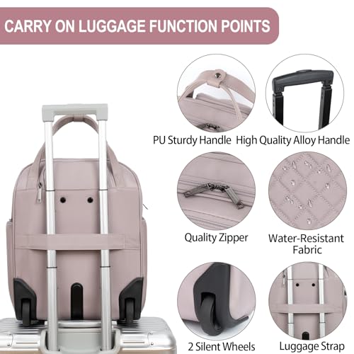 EMPSIGN 언더시트 캐리 온 휠 - 40.6cm(16인치) 휴대용 백팩, 더스티 핑크., 언더시트 기내용 수하물 - color: 더스티 핑크.