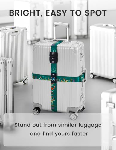 Travelkin Luggage Straps TSA Approved, Suitcase Straps with TSA Lock - color: Green