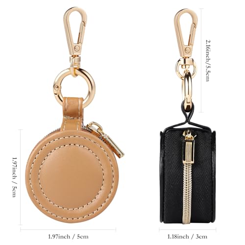 2 Pcs Portable Jewelry Ring Holder Boxs with Keychain - color: Khaki+Black